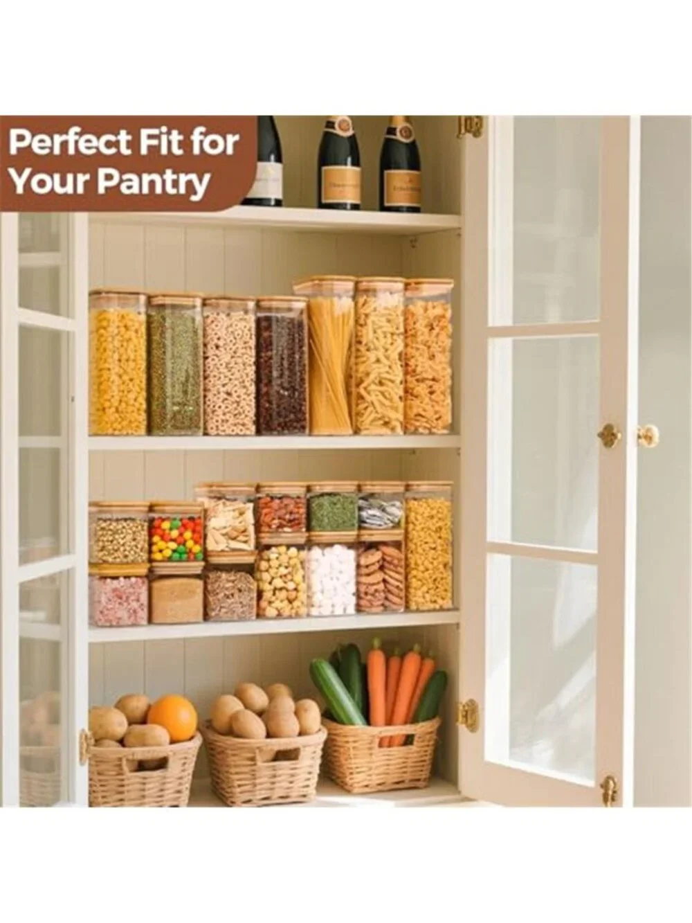 Airtight Glass Storage Canister with Lids (0.7Qt/1.2Qt/1.6Qt) Set of 6, Kitchen
